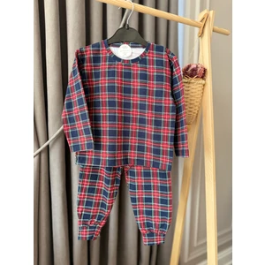 Yeni Yıl Yılbaşı Noel Pijama Partisi Ekoseli Çizgili Pamuklu Kız Erkek Unisex Çocuk Pijama Takımı