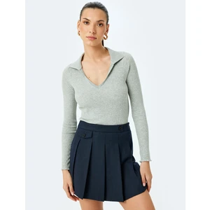 Uzun Kollu Fitilli Polo Yaka Tişört