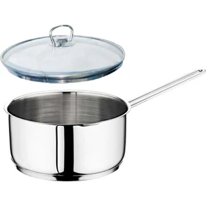 Oms Çelik Kaçerola 18 Cm Sütlük/Sosluk Cam Kapaklı