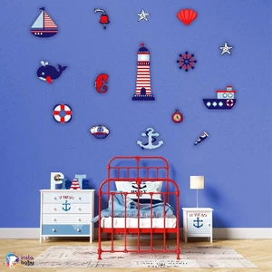 HET Concept Denizci Ahşap Set Bebek Çocuk Yatak Odası Ev Dekorasyon Model 012