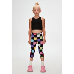 Kız Çocuk Op Art Checkers Desen Kapri