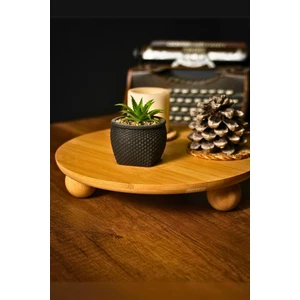 Bambu Yuvarlak Misket Ayaklı Pasta Börek Sunumluk Tablosu 32 x 6 cm