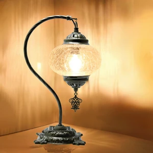 By Turkish Lamps El Yapımı Mozaik Lamba Renkli Masaüstü Gece Lambası Dekoratif Deve (Kuğu) Boynu Masa Başucu Abajur Ampul Hediye