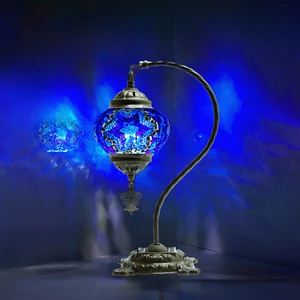 By Turkish Lamps El Yapımı Mozaik Lamba Renkli Masaüstü Gece Lambası Dekoratif Deve (Kuğu) Boynu Masa Başucu Abajur Ampul Hediye