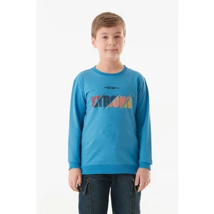 Strong Baskılı Bisiklet Yaka Erkek Çocuk Sweatshirt