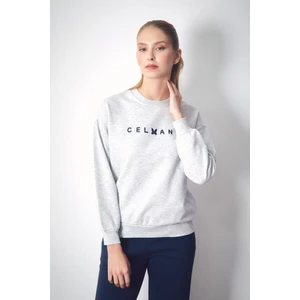 3 Iplik Yazı Baskılı Bisiklet Yaka Sweatshirt