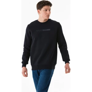 3 Iplik Kabartma Baskılı Bisiklet Yaka Sweatshirt
