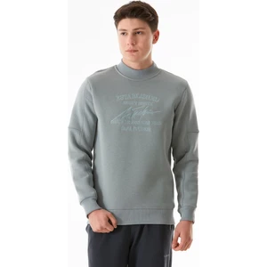 3 Iplik Established Yazı Nakışlı Dik Yaka Sweatshirt