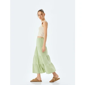 Yüksek Bel Oversize Katlı Volanlı Midi Etek