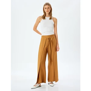 Kruvaze Detaylı Viskon Pantolon