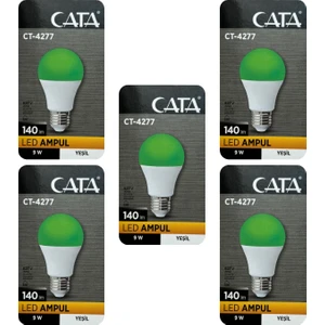 CT-4277 9W Yeşil Işık E27 Duylu LED Ampul (5 Adet)
