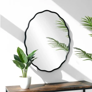 Mks Design Dalgalı Oval Duvar Dekor Aynası / Asimetrik Ayna / Konsol Aynası / Düzensiz Ayna / Dekor Aynası