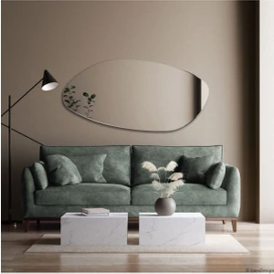 Mks Design 50X100 cm Asimetrik Boy Ayna | Salon Konsol Aynası | Antre Boy Ayna | Düzensiz Dekor Aynası