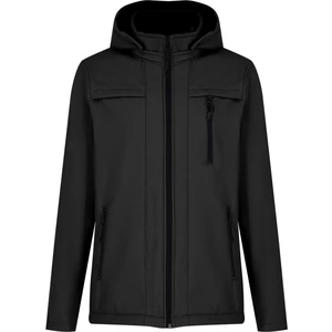 Siyah Erkek %100 Su Geçirmez Içi Polarlı Iç Çepli Çıkartılabilir Kapüşonlu Softshell Mont&kaban