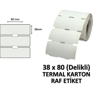 Elit Rulo Elitrulo Termal Karton Raf Etiketi 38X80MM Delikli - 500 Adet