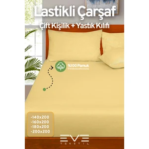 Eve Tekstil Doğal Pamuk Çift Kişilik Rainforce Kumaş Lastikli Çarşaf