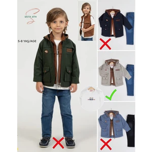 Selva Avm Kapüşonlu Çeket, Yelek, T-Shirt, Pantolon En Şık Erkek Çocuk 4'lü Takımlar, Okula, Davete, Bayramada