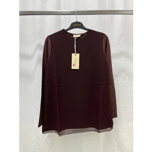 Zeynep Butik Efraze Uzun Kollu Önü Şifon Penye Içlik Tunik Body Bluz 71 cm 4433 1632