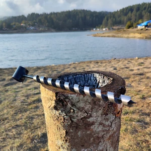 El Yapımı Bushcraft 45 cm Extra Uzun Kamp El Matkabı Ahşap El Burgusu 24 mm Delme Çapı Isveç Ocağı Yapım Aleti