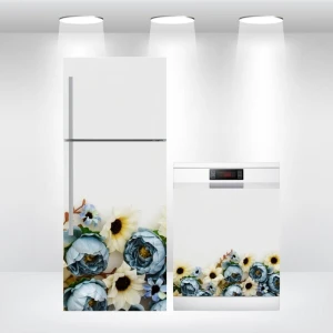 Buzdolabı ve Bulaşık Makinesi Kapak Kendinden Yapışkanlı Sticker Folyo Kaplama Çiçek