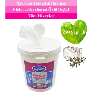 Beyaz Sabun Katkılı Islak Yüzey Temizlik Havlusu 250 Yaprak Plastik Kovada