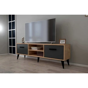 Ucuz Al Melen 2 Çekmeceli 140  cm  Tv Sehpası - Atlantik Çam / Siyah