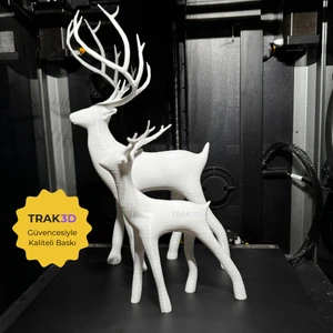 TRAK3D Ikili Dekoratif Geyik Biblo Obje Beyaz Renk Yılbaşı Geyiği