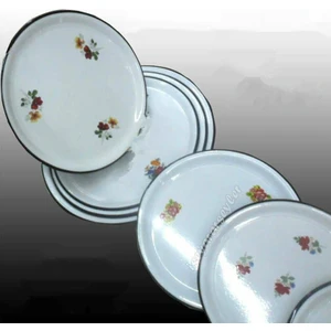 75CM Sini Sağlıklı Çinko Sofra Servis Tepsisi 75CM Içi Çiçekli Beyaz Emaye Tepsi Hijyeniktir