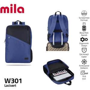 Classone 15,60 Inch Uyumlu W301- Mila Serisi  Lenovo,hp,asus,monster,macbook,mac Air Uyumlu  Laptop , Notebook Sırt Çantası  - Lacivert