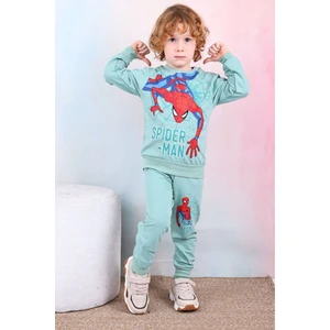 Yağmur Giyim Pjk2i Örümcek Adam Desenli Yeşil 2 Ip  Pamuk Erkek Çocuk Eşofman Takımı 3-10 Yaş 7427-Y