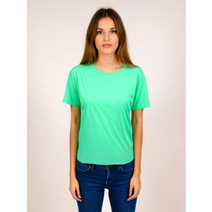 Kadın Su Yeşili T-Shirt. Regülar Fit (Normal) Kalıp, Basic Model.