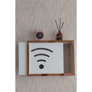 Beyaz-Bronz 30 x 40 x 7  cm  Wifi Amblemli Duvara Asılabilir Sigorta ve Modem-Wifi Saklama Kutusu! Saklama Kutusu