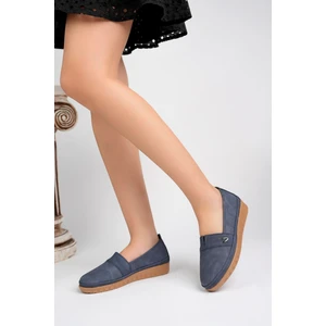 Ortopedik Taban V Tokalı Lacivert Kot Ayakkabı