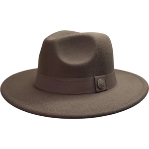 Kışlık Kaşe Keçe Fedora, Erkek Kadın Fötr Şapka, Kovboy Şapka -Acı Kahve
