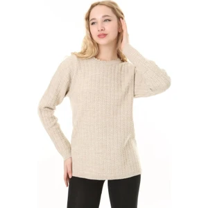 Fresh Moda Kadın Saç Örmeli Anne Triko Kışlık Yün Kazak