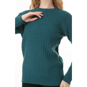 Fresh Moda Kadın Saç Örmeli Anne Triko Kışlık Yün Kazak