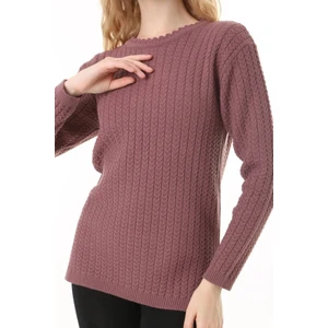 Fresh Moda Kadın Saç Örmeli Anne Triko Kışlık Yün Kazak