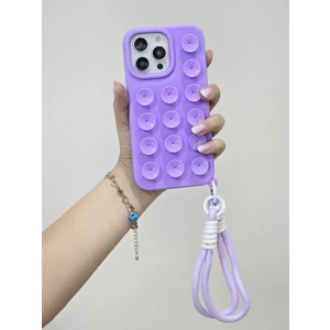 iPhone 13 Pro Max Uyumlu Vakum Özellikli Düz Yüzeylere Yapışabilen Renkli Askılı Lüx Kılıf