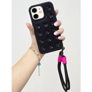 iPhone 11 Uyumlu Vakum Özellikli Düz Yüzeylere Yapışabilen Renkli Askılı Lüx Kılıf