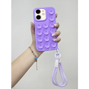 iPhone 11 Uyumlu Vakum Özellikli Düz Yüzeylere Yapışabilen Renkli Askılı Lüx Kılıf