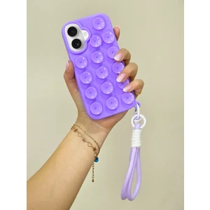 iPhone 16 Plus Uyumlu Vakum Özellikli Düz Yüzeylere Yapışabilen Renkli Askılı Lüx Kılıf