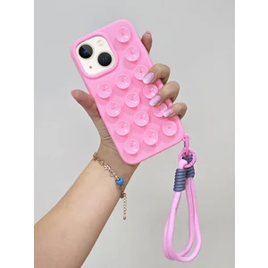 iPhone 15 Uyumlu Vakum Özellikli Düz Yüzeylere Yapışabilen Renkli Askılı Lüx Kılıf