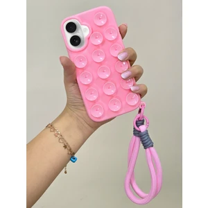 iPhone 16 Plus Uyumlu Vakum Özellikli Düz Yüzeylere Yapışabilen Renkli Askılı Lüx Kılıf