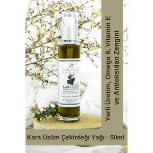 FARMAFARM DOĞALSAĞLIK Soğuk Sıkım Kara Üzüm Çekirdeği Yağı 50 ml Yerli Üretim,omega 6, Vitamin E ve Antioksidan Zengini