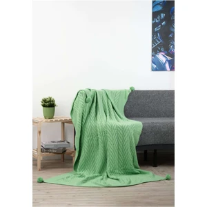 YGT Home Leyla 4 Ponpon Triko Örgülü Tv Battaniyesi 130 x 170 | Koltuk Örtüsü - Bacak Şalı-Koltuk Dekoru