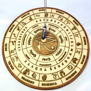 Sarkaç Kehanet Tahtası Türkçe Gören Göz Horus Ahşap Doğal Taş Pandül 21 cm