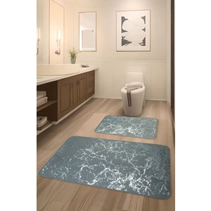 Feel Home Suadiye Kaymaz Taban, Tavşan Tüyü, Emici 2'li Süper Lüks Simli Banyo Paspası Seti