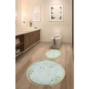 Feel Home Suadiye Kaymaz Taban, Tavşan Tüyü, Emici 2'li Süper Lüks Simli Banyo Paspası Seti