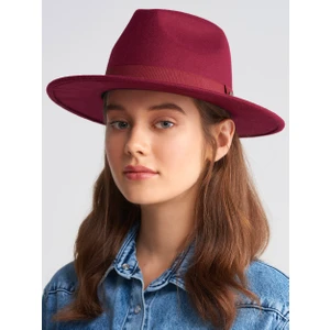 Kışlık Kaşe Keçe Fedora, Erkek Kadın Fötr Şapka, Kovboy Şapka- Bordo