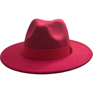 Kışlık Kaşe Keçe Fedora, Erkek Kadın Fötr Şapka, Kovboy Şapka- Kırmızı